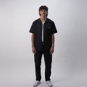 Ed's Black Contrast Stitch Camp Collar