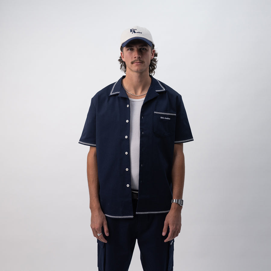 Ed's Navy and Cream 6 Panel Cap