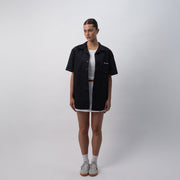 Ed's Black Contrast Stitch Camp Collar